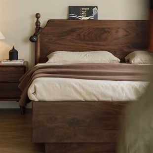 妙梵“卧云榻”北美黑胡桃木实木悬浮箱体床储物床1.5m1.8m气压床