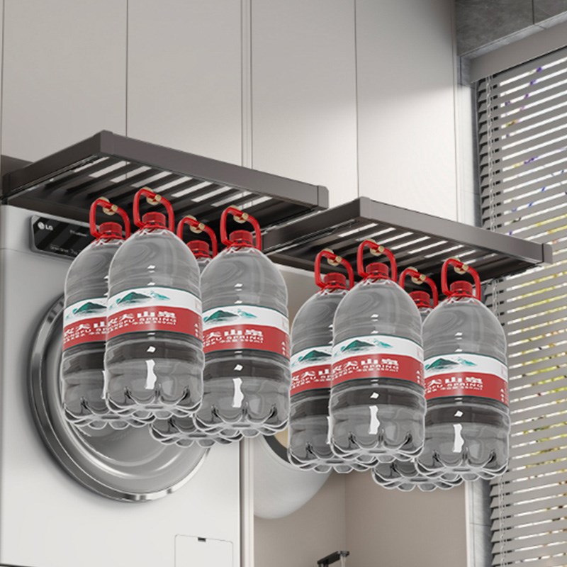 洗衣机抽拉衣架阳台隐形隐藏式晾衣架上方裤架伸缩滑轨超薄免打孔