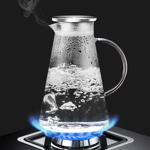 凉白开大容量水瓶茶壶扎壶 玻璃冷水壶耐热高温家用凉水壶水杯套装