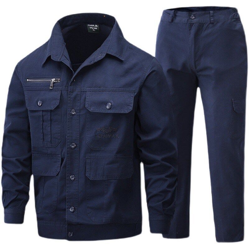 夏季工作服男薄款长袖劳保服套装耐磨防烫焊工服干活工装定制