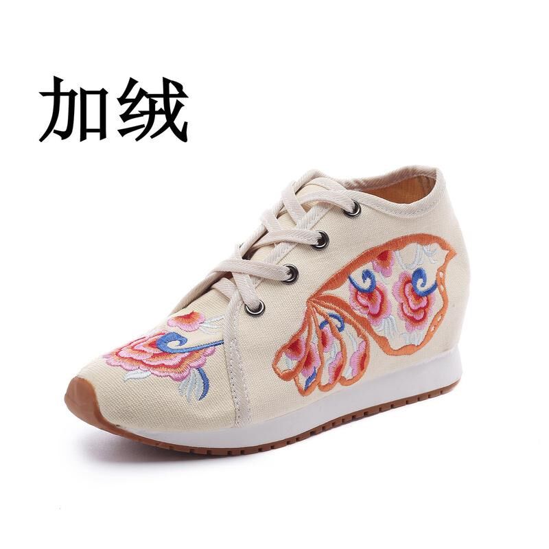 新款单鞋/加绒旅游鞋帆布绣花运动鞋时尚休闲布鞋女士