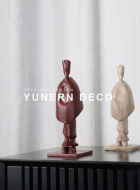 现代简约样板房间家居玄关抽象人物软装饰品桌面复古创意雕塑摆件