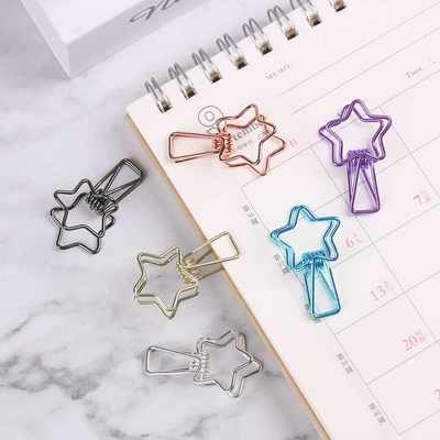 推荐6PCs/Set Hollowed Out Design Metal Binder Clip Long Tail