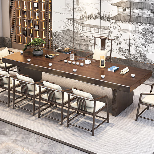 原木实木茶桌椅组合办公室现代简约功夫茶台新中式禅意喝茶泡茶桌