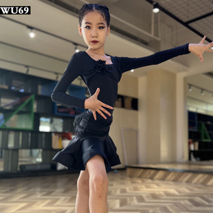 网红幼儿拉e丁舞服装女专业舞蹈裙艺考服高级儿童拉丁舞练功服秋