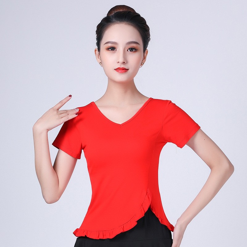 小众高货形体舞蹈服装 广场舞表演服 拉丁恰恰练功服莫代尔上衣跳