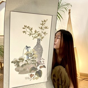 装 我独南行中古卷轴春意浓宋绢丝清丽工笔画手工玄关新中式 饰画