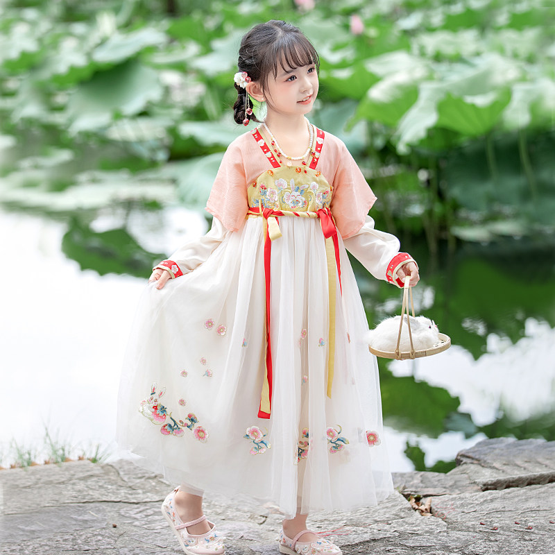 汉服女童秋装儿童刺绣纱裙宝宝中国风洋装小女孩超仙气改良襦裙