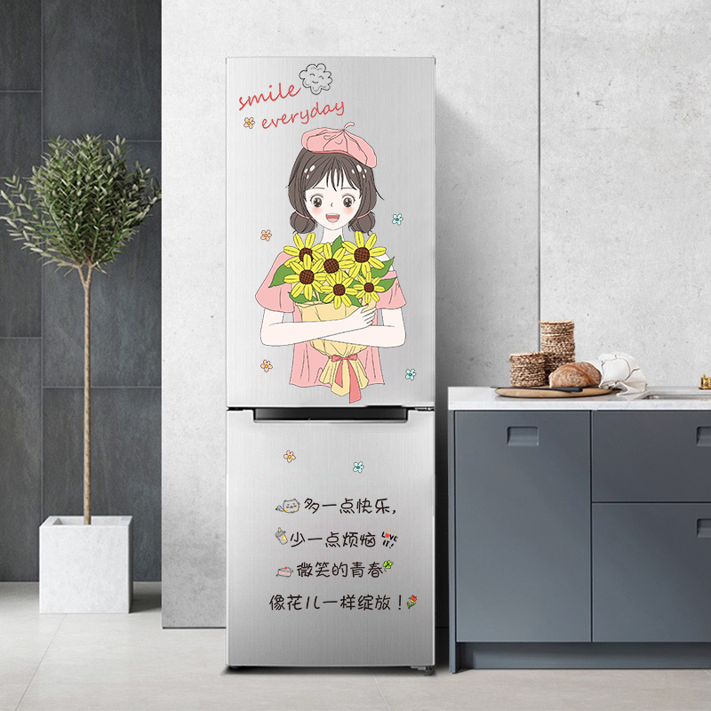 卡通冰箱门贴纸餐厅厨房装饰品创意墙贴画空N调冰箱贴翻新墙纸自图片