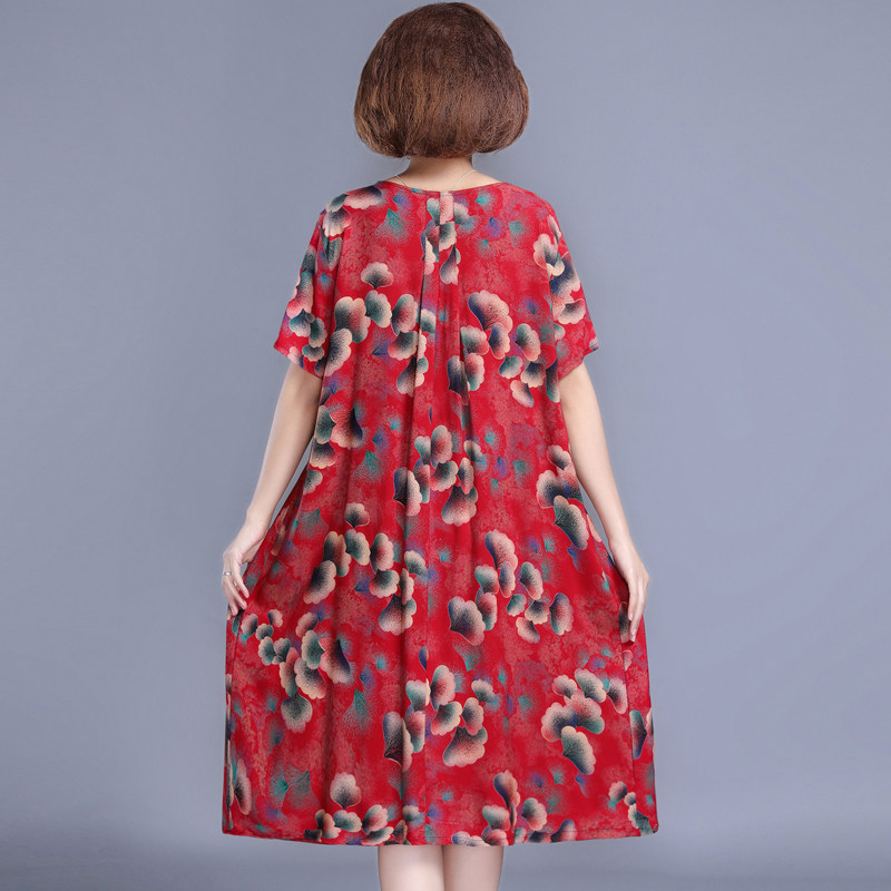 260斤大码连衣裙女夏季中老年阔b太太加肥加大胖妈妈裙子遮肚宽松