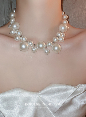 现货速发白色珍珠项链女款2023新款爆款锁骨链高级感轻奢小众气质