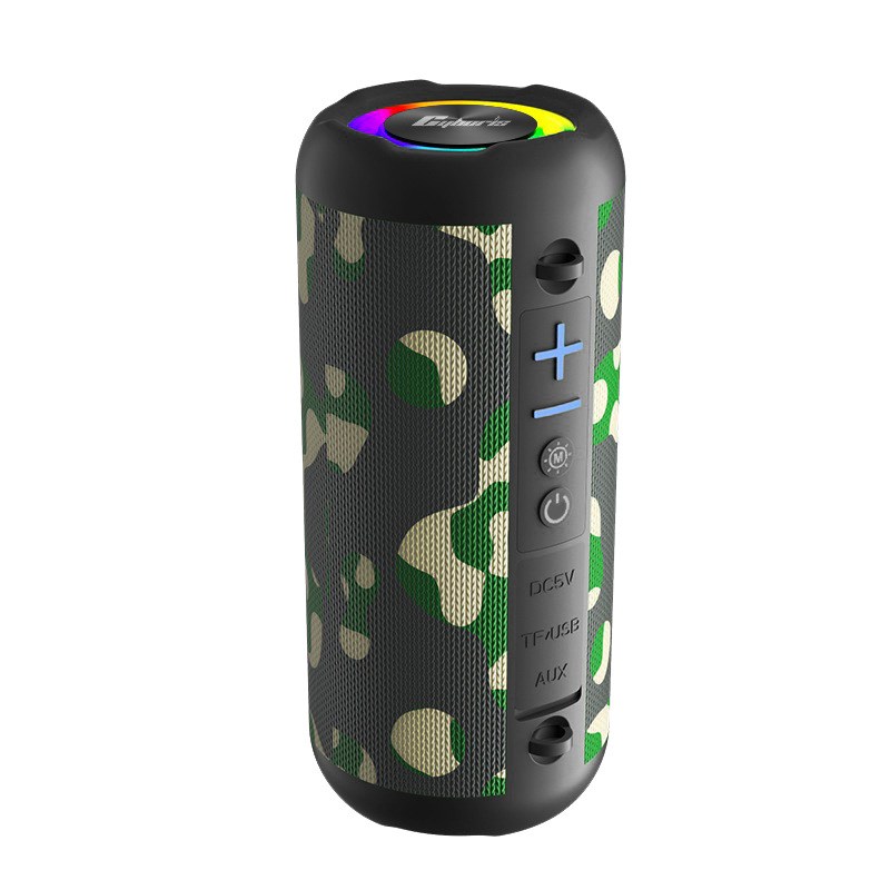 跨境新款布艺防水音响户外u便捷式迷你插卡低音炮RGB彩灯蓝牙音箱