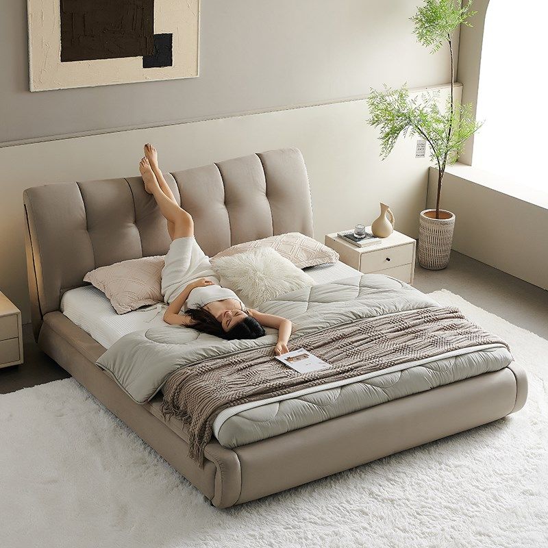 意式免洗科技布床主卧双人床1.8米现代简约小户型极简软包仙女床,住宅家具,布艺床,淘宝优惠券,粉丝福利购,淘宝优惠卷