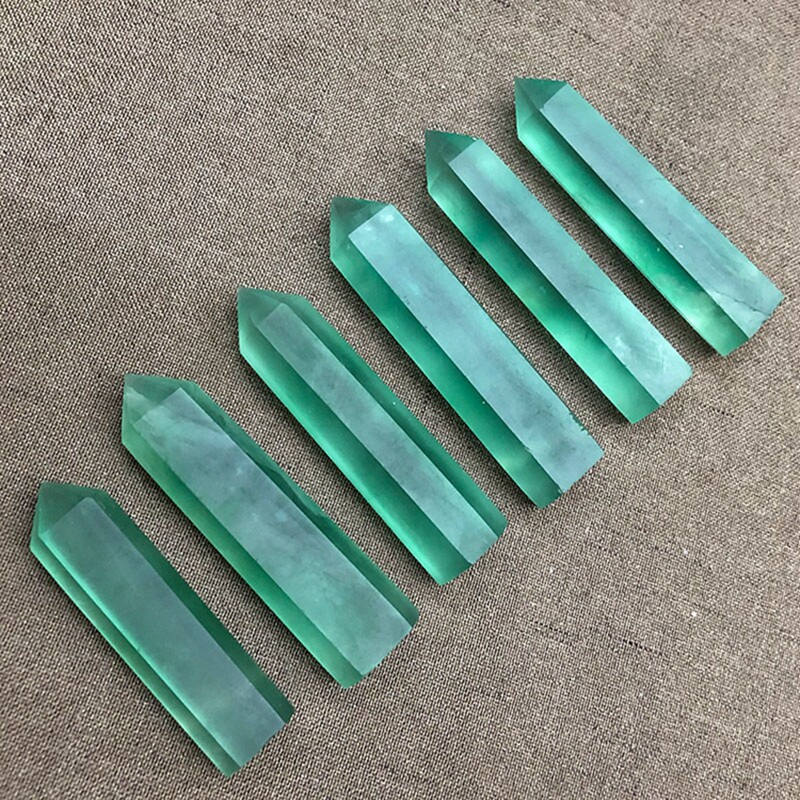 小众高货天然绿萤石六棱柱摆件萤石原石单尖杯柱矿物晶体摆件水晶