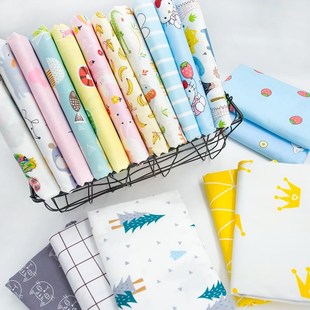 婴儿宝宝布料a类100全棉儿童卡通被套床单服装床品斜纹棉面料