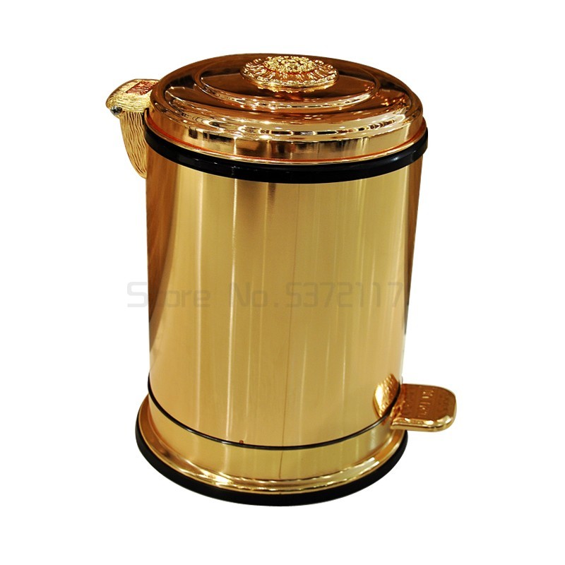 厂家Luxury gold stainless steel metal trash can garbage cans