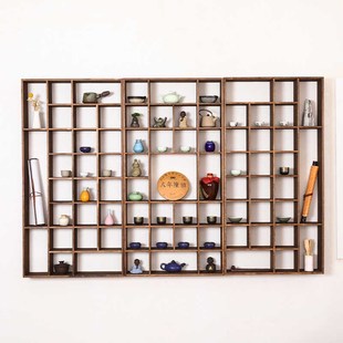 实木茶杯架子茶壶茶具收纳置物壁挂展示架中式茶架挂墙普洱茶饼架