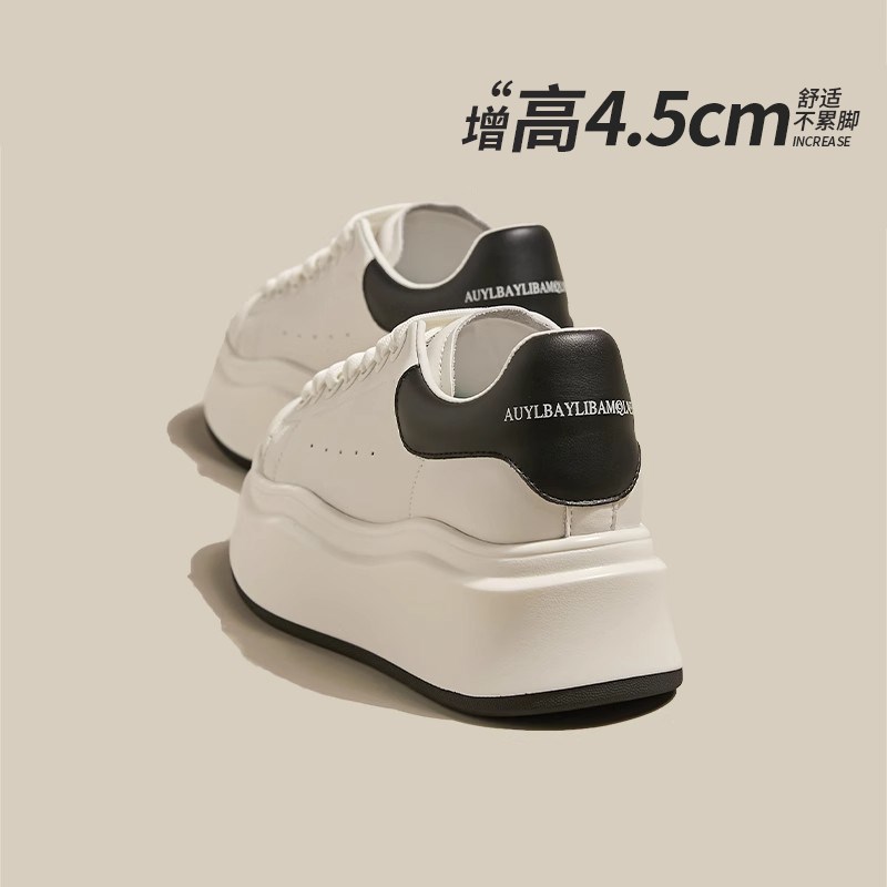 厚底小白鞋女款2025春夏新款真皮软底百搭增高休闲运动板鞋