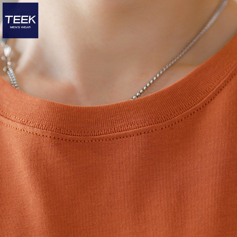 橘黄橙色长袖t恤男士2025春季新款青少年高中生潮流加绒秋衣