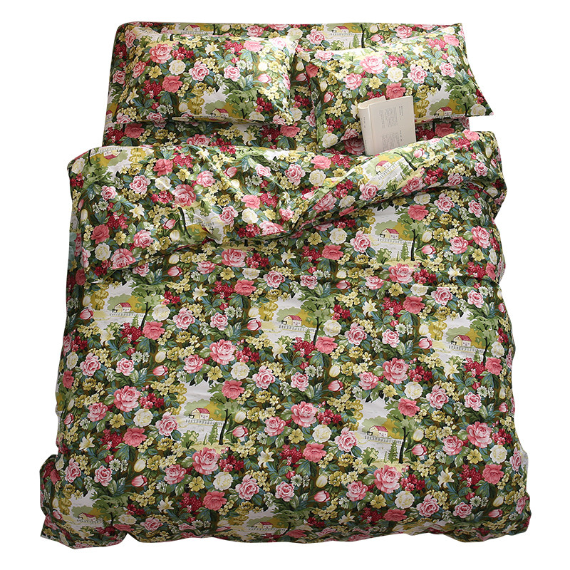 全棉被套单件 150x200X230Bcm秋冬被罩斜纹布田园风大花朵绿色,床上用品,被套,淘宝优惠券,粉丝福利购,淘宝优惠卷
