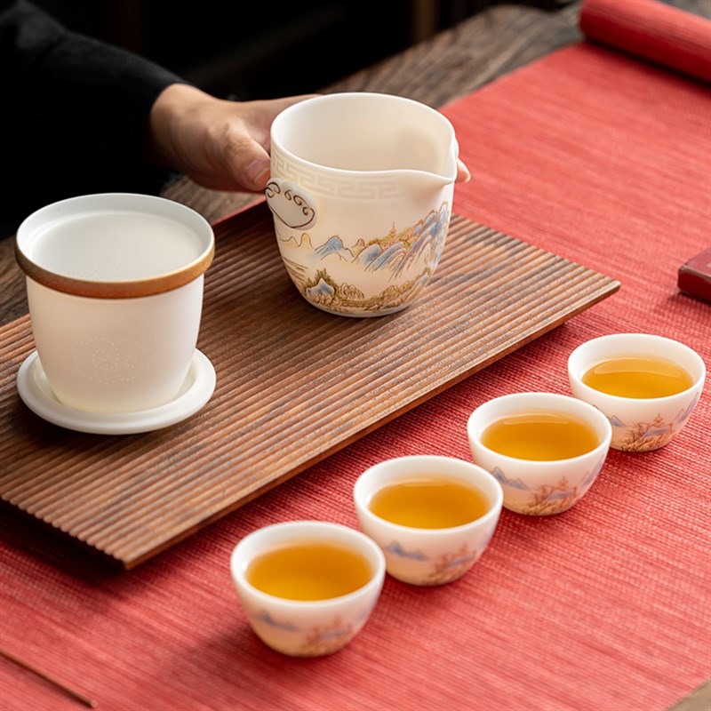 高端便携式旅行茶具套装白瓷快客杯一壶四杯陶瓷户外功夫泡茶送礼