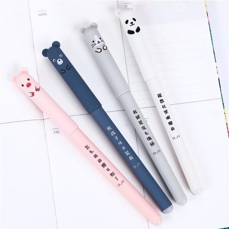 极速4Pcs/set Cute Animals 0.35mm Erasable Pen Blue Gel Ink P