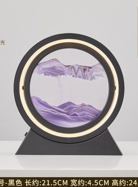 流沙画摆件3d立体沙漏夜灯创意小台灯艺术沙漏家居装饰品圆形山水
