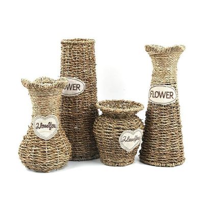 速发Flower Vase Decoration Home Weave Flower Pot Flower Bask