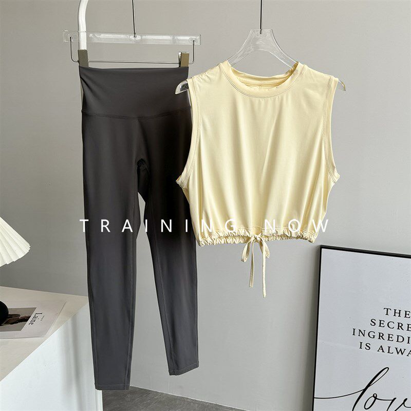 跑步套装女夏季速干薄款时尚显瘦户外晨跑衣健身房瑜伽运动网红服