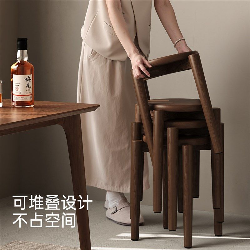 三梦实木凳子家用可叠放圆凳餐桌备用凳现代简约木头高板凳梳妆椅,住宅家具,矮凳,淘宝优惠券,粉丝福利购,淘宝优惠卷