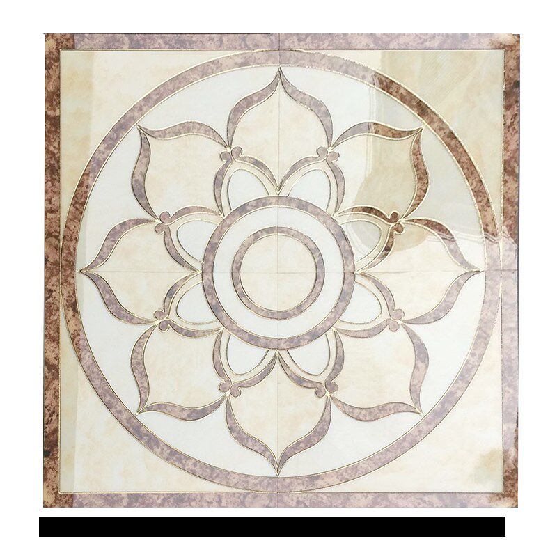 定制金色莲花拼花地砖佛系地面拼图瓷砖玄关大厅堂入户地板砖奢华