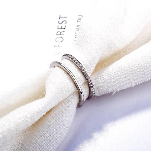 小众高货Korean double opening diamond ring fashion temperame