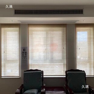 客厅禅意隔断日式 吊顶苎麻窗帘茶馆麻草卷帘现代中式 卷帘麻草