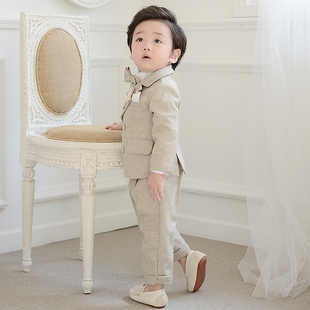 儿童礼服西装f套装男童英伦风帅气男宝宝周岁走秀生日宴小主持人