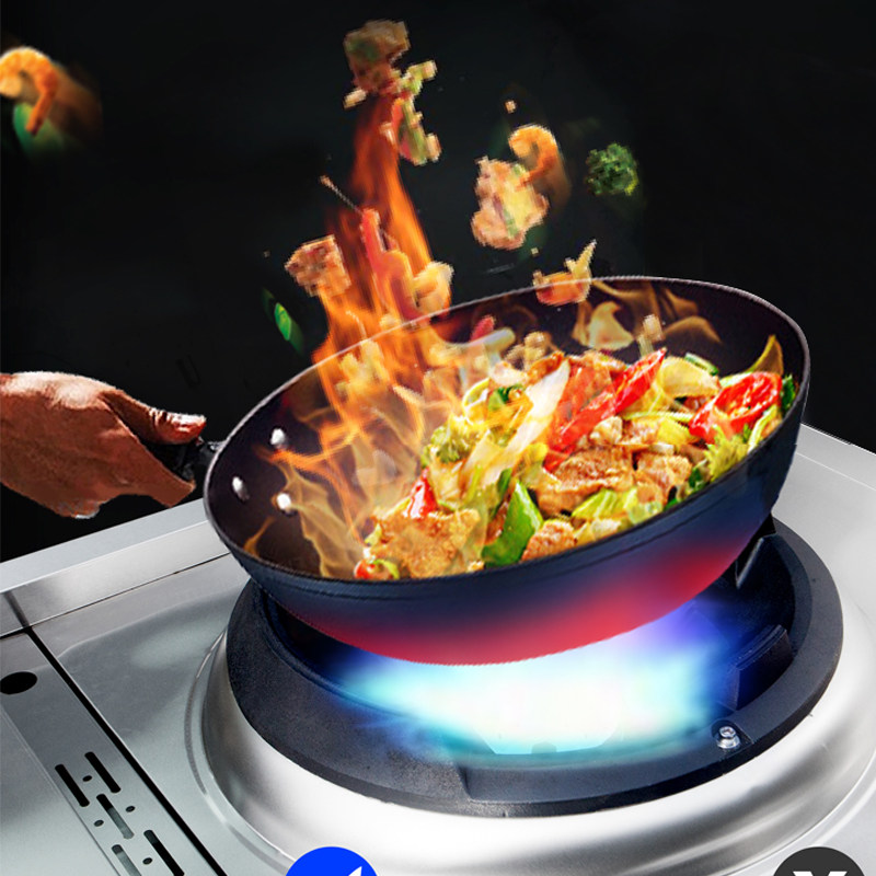 网红商用油烟净化一体灶猛火灶燃气煤气双灶无烟饭店餐厅摆摊移动