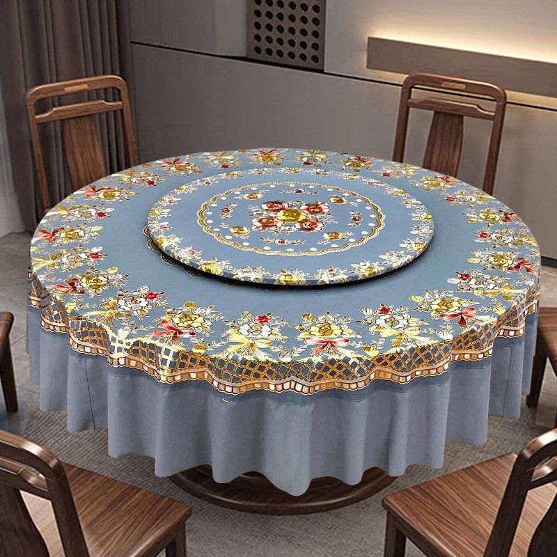 新中式圆形餐桌布加厚pvc防水防油防烫台布免洗饭店大圆桌餐桌布,居家布艺,桌布,淘宝优惠券,粉丝福利购,淘宝优惠卷