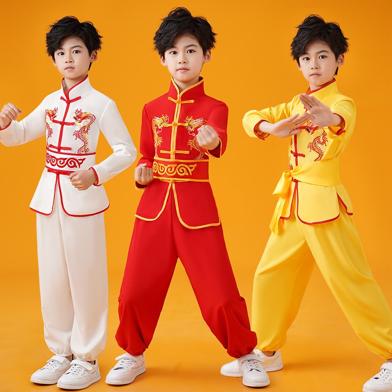 热销儿童武术练功服少儿功夫训练服中国风演出服男女童太极表演衣