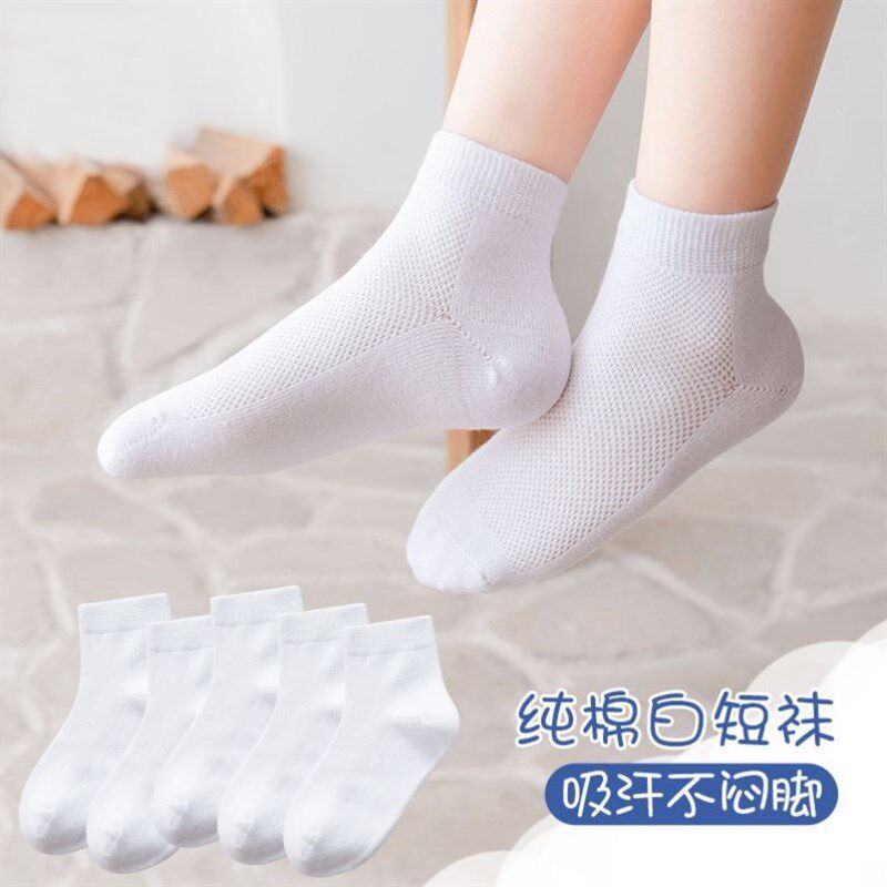 小众高货儿童小白袜薄款男女童表演透气中筒袜春秋纯棉长筒袜学生