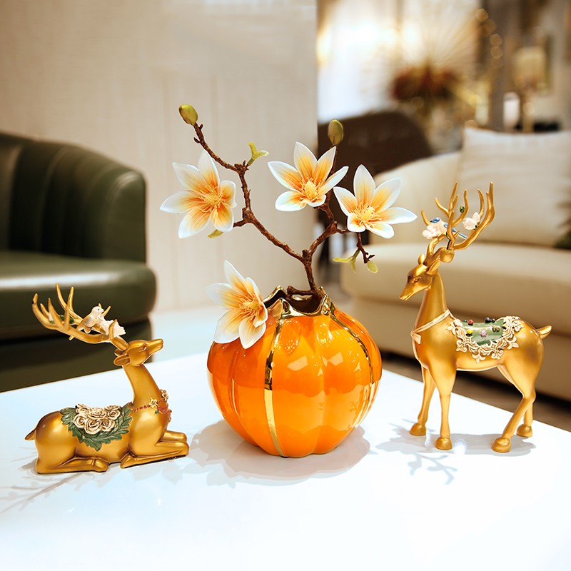 酒柜装饰品摆件轻奢高档家居客厅鹿工艺品玄关电视柜乔迁新居礼品