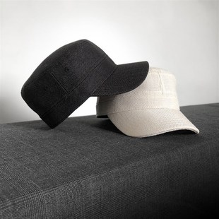 平顶帽小头围女帽小码鸭舌帽儿童中童平顶帽麻料透气春夏遮阳帽子