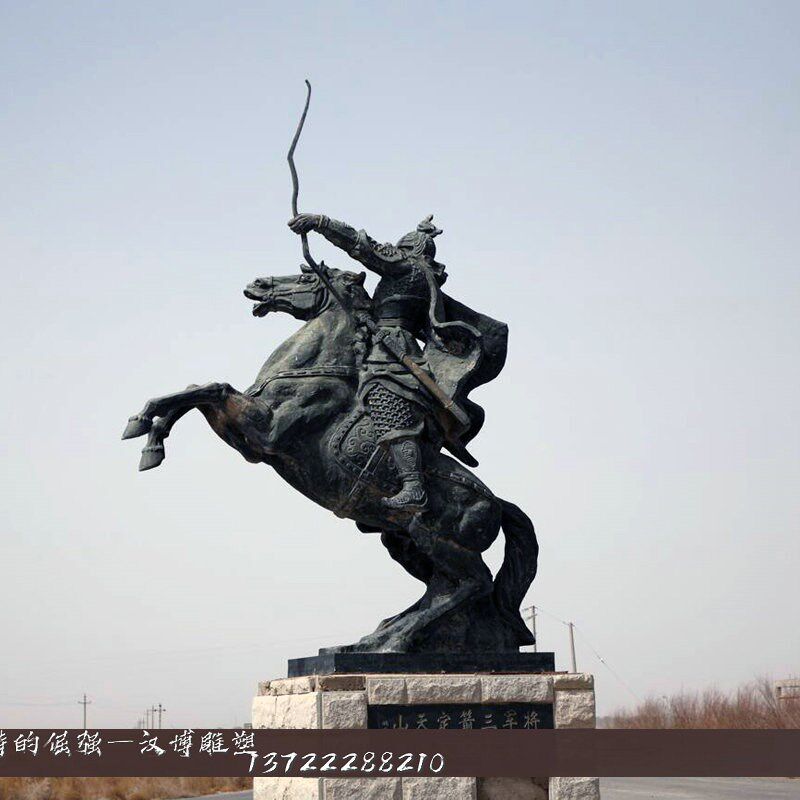 玻璃钢仿铜人物雕塑古代大将骑马征战沙场雕塑户外公园景观装饰