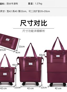 带轮子滑轮万向轮的折叠行李箱可背可拉双肩背包袋拉杆肩包旅行包