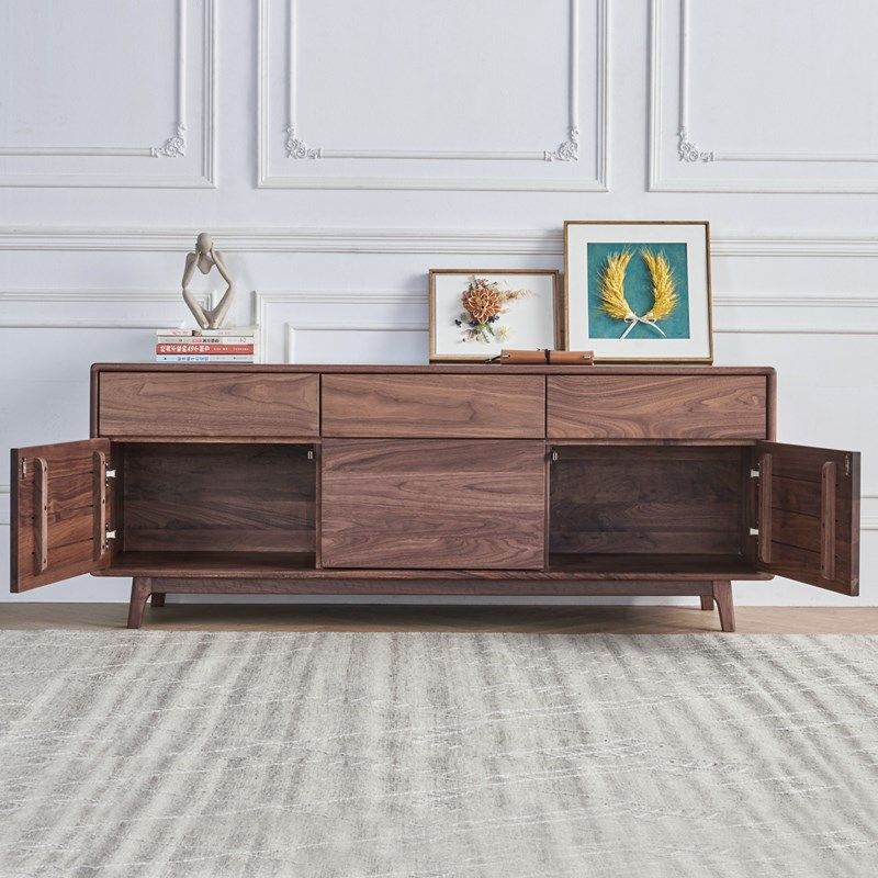 北美黑胡桃木电视柜家用卧室电视机柜高款落地全实木客厅柜子靠墙,住宅家具,电视柜,淘宝优惠券,粉丝福利购,淘宝优惠卷