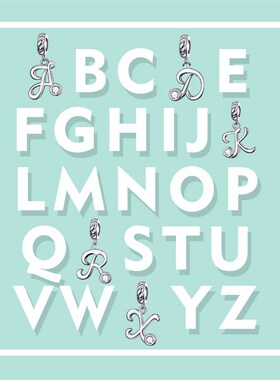 2020原创26个字母吊坠Su925纯银吊饰跨境热卖欧美饰品DIY手链配件