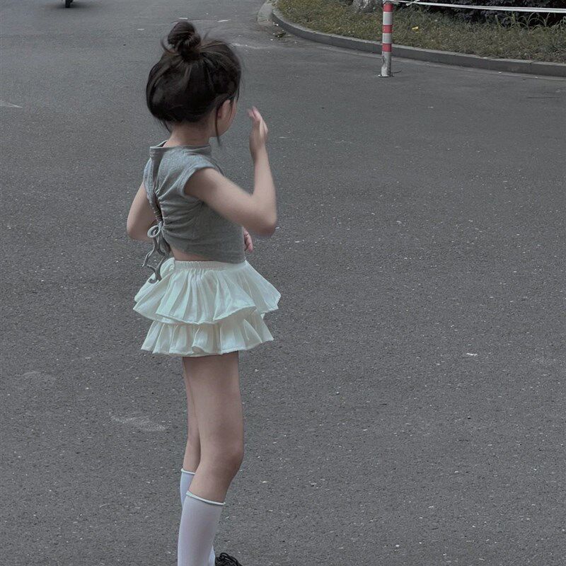 学院风女童百搭安全裤百褶裙夏季a字半I身裙子蓬蓬蛋糕裙裤超短裙