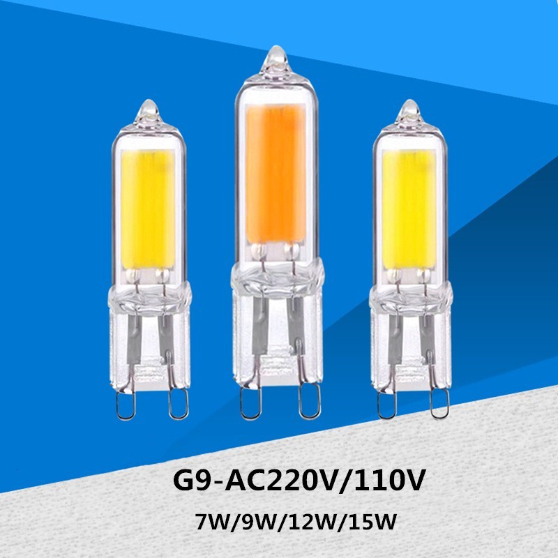 Glass G9 7W 9W 12W 15W No Flicker LED COB Bulb 220V Light Ho