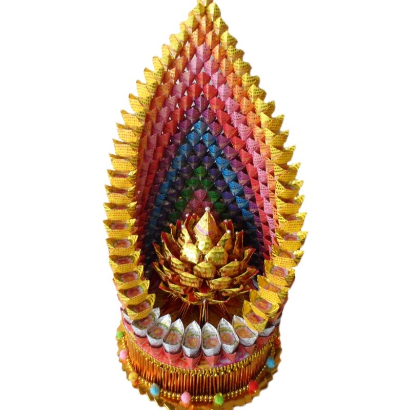 彩色印刷纸特色j手工艺品折纸品九色大元宝座文化用品莲花图案1个