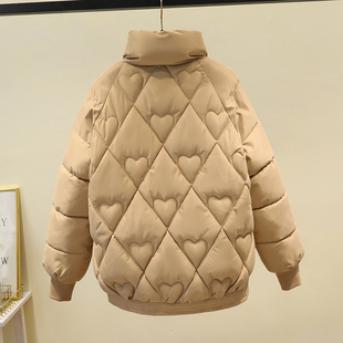 奶茶色新款短款羽绒棉服女2023年冬季立领韩版R宽松小个子棉衣外