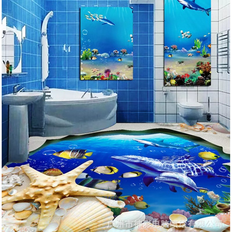 浴室卫生间客厅卧室海洋鱼3D地板贴I广州厂家打印BZ-067