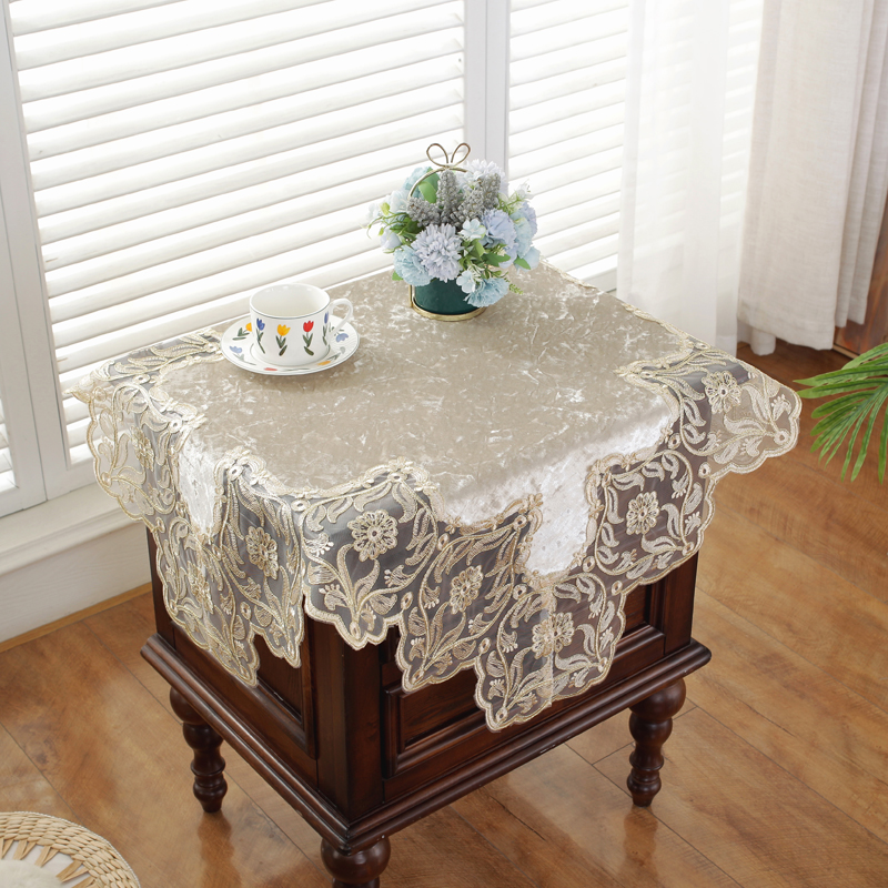 床头柜盖布公主风粉色桌布床头柜罩套美式盖巾洗衣V机防尘罩防尘